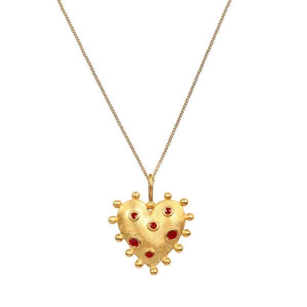 

gold filled red love heart pendant necklace woman enamel long vintage necklace bohemia jewerly gift crystal statement, Silver