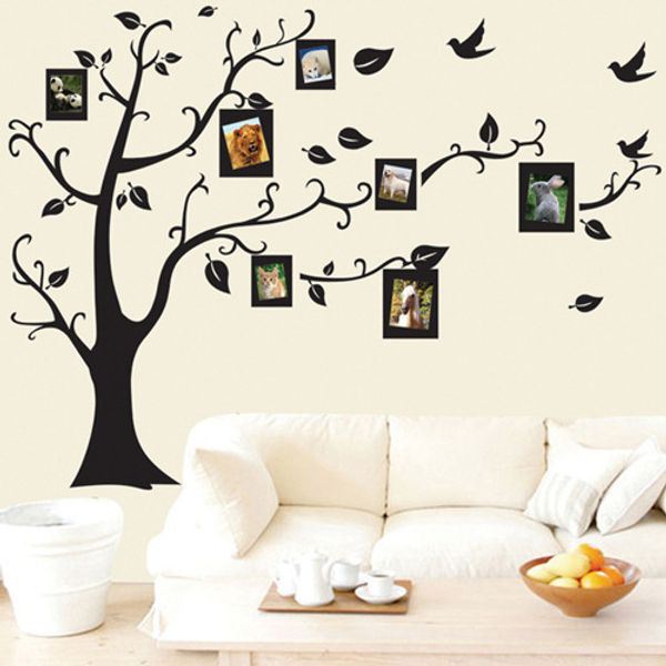 

large black 3d diy p tree pvc wall decals/adhesive family wall stickers mural art home decor