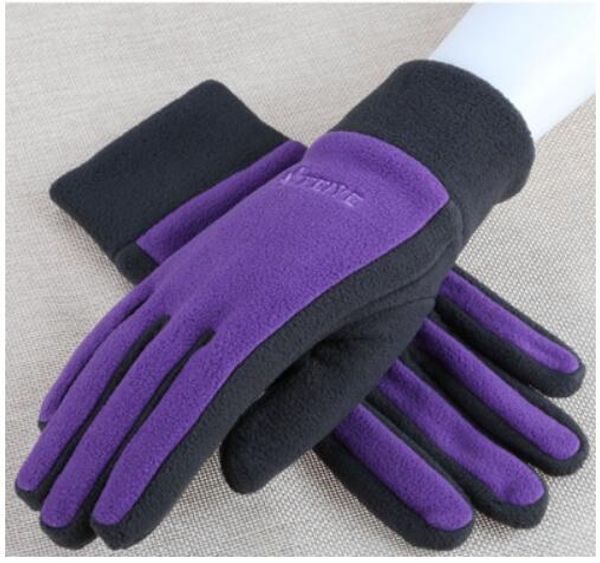 

outdoor winter hiking gloves thickening keep warm gloves windproof fleece, Black