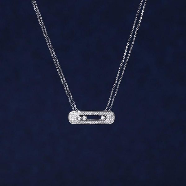 

wholesale- 2015 fashion luxury mother pendant white move stone wedding pendant long chain new energy necklace for woman, Black