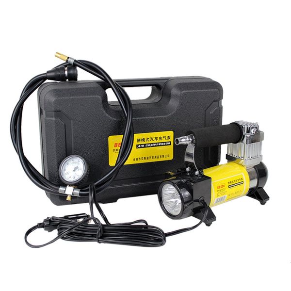 

140psi 40l/min car tire inflatable pump 150w 12v portable single cylinder air compressor with led light for car emergency hot