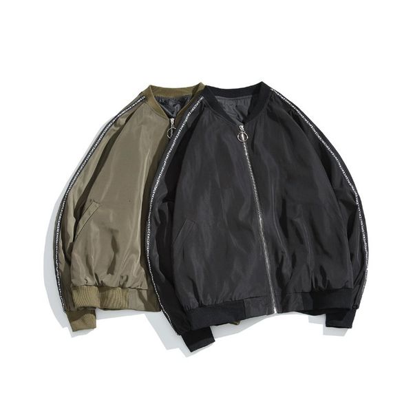 

autumn jacket men fashion solid color casual baseball uniform jacket man streetwear wild loose hip hop bomber men m-5xl, Black;brown