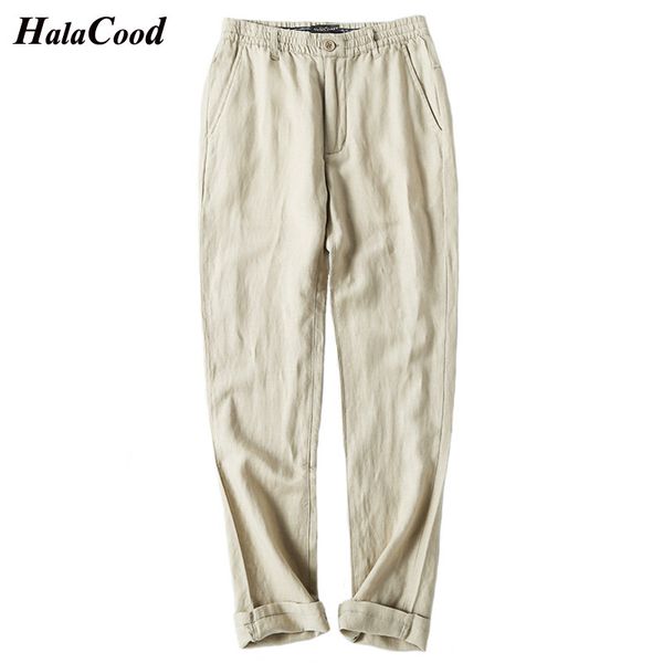 

2018 новая мода лето мужская тонкий раздел льняные брюки мужской большой размер повседневные брюки свободные прямые упругие талии мужские бр, Black