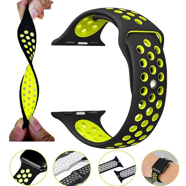 

For Apple Watch Bands 38/40mm 42/44mm Silicone Watchbands Sport Band Replacement Breathable Smart Wrist Strap Compatible iWatch Series 4/3/2