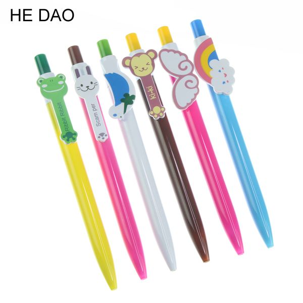 

6pcs/ lot endearing cartoon plastic ballpoint pens korean stationery kawaii cat bird ball pen school supplies children prizes, Blue;orange
