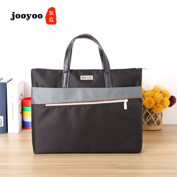 

men's business laege capacity wear resistant briefcase oxford cloth double zipper briefcase a4 portable document bag jooyoo
