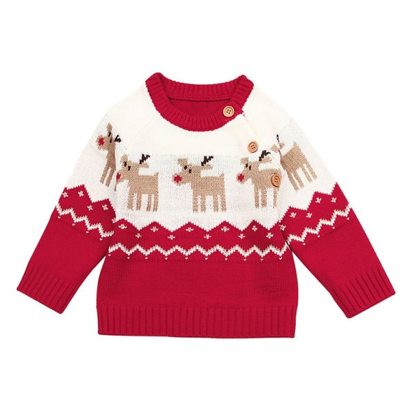 

boy girls christmas elk long sleeve sweater kids toddler boys girls clothes winter warm baby pullover sweaters infant, White