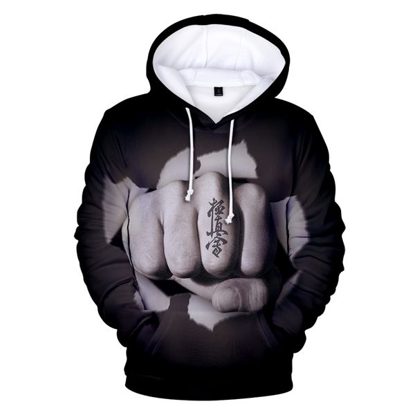

leisure 3d printing kyokushin hoodies hip hop mr karate sweatshirt 3d cartoon kyokushin karate hoodie new blood kpop, Black