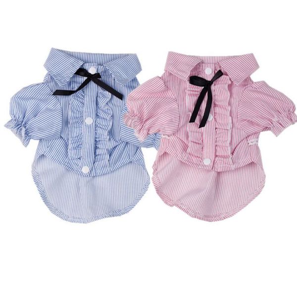 

pet dog clothes summer dresses spring and summer pink color fashion striped printing tutu princess dresses small cat