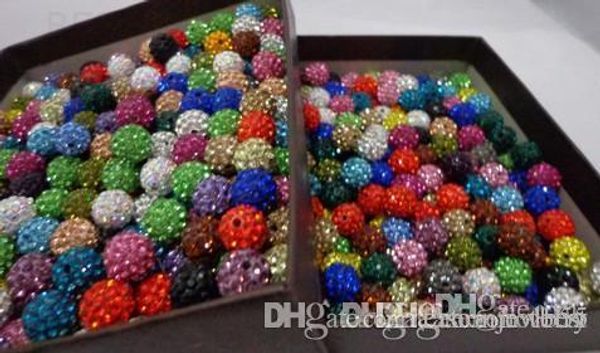 

10mm mixed micro pave cz disco ball crystal crystal bead bracelet necklace beads.sec wholesale stockj3522 w62