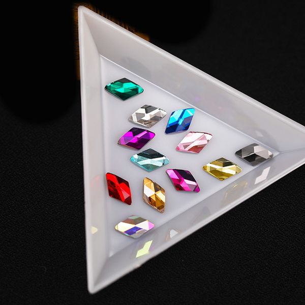 

20pcs/lot many colors diamond shape nail diamond 6*10mm stone strass glass rhinestones for 3d nails art decorations, Silver;gold