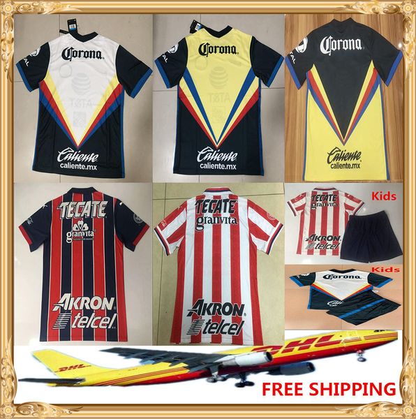 

dhl 20 21 club america soccer jersey home away 2020 2021 chivas soccer jersey women kids suit size can be mixed batch, Black;yellow