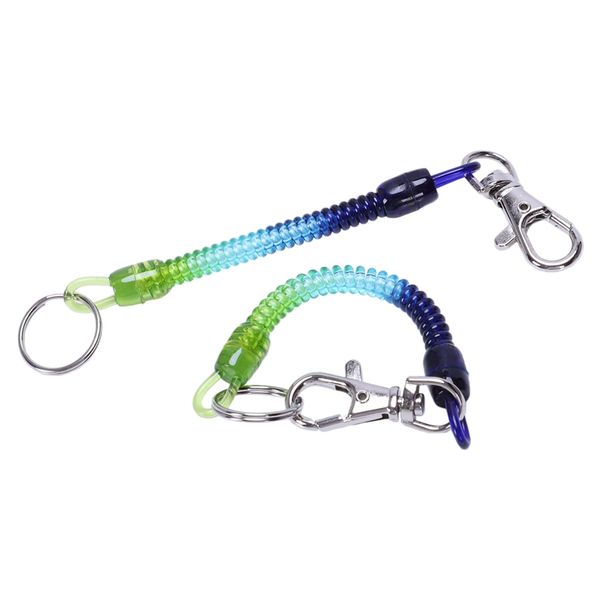 

2 pieces plastic 6 inchlength swivel clips spiral tape lanyard key ring, Silver