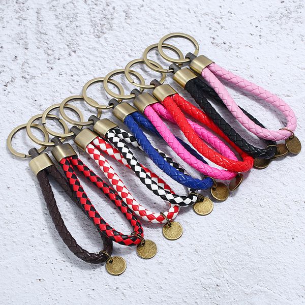 

плетеный пу кожаный сплав брелки античная бронзовая брелки ручной работы плетеный веревка шарм брелок брелок подарок на день рождения для лю, Silver