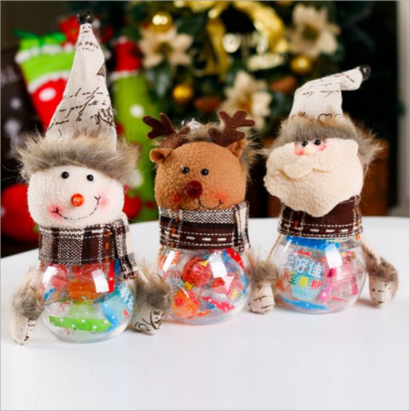 

Christmas Candy Storage Box Jar Bottle Santa Claus Snowman Elk Xmas Decoration