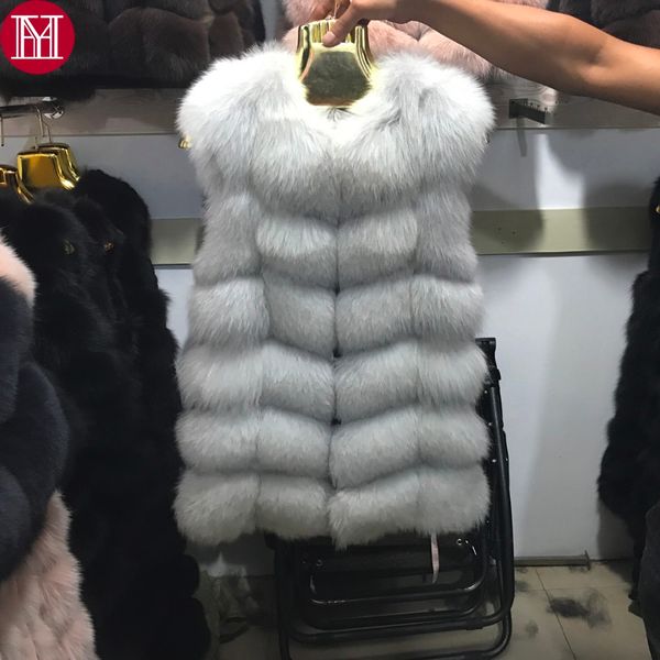 

2017 women natural real fur vest good quality 100%genuine real fur gilets winter thick warm long sleeveless coat, Black
