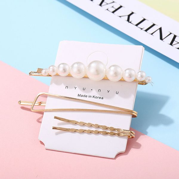 

selling sweet hairpin metal retro creative pearl hairpin side clip ladies jewelry gift dress drop shopping accesorios mujer, Golden;white