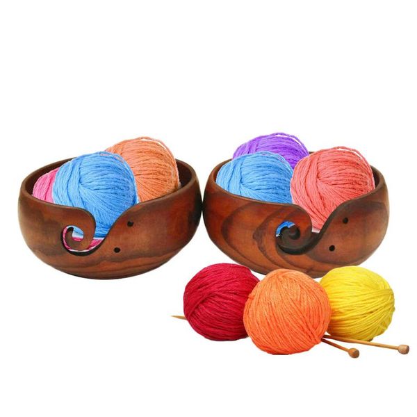 

2019 diy hand-crocheted wool sweater needle crochet storage wooden bowl home sewing supplies storage box