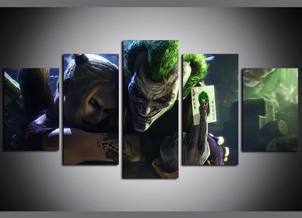 

5 panels quinn and joker poker portrait artworks giclee canvas wall art for kid home wall decor abstract poster canvas print oil painting