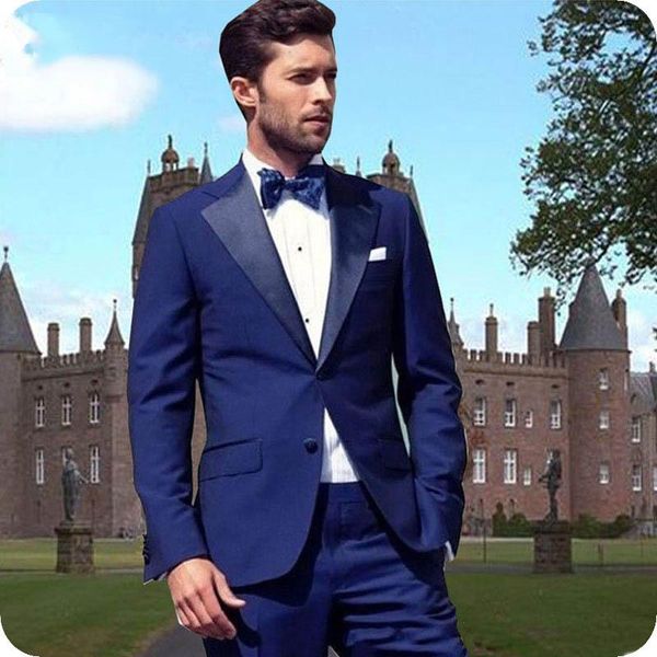 

custom made blue suits for groom wedding tuxedos men suits man blazer smoking jacket 2piece evening party handsome groomsmen, White;black