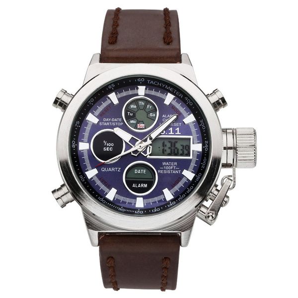 

2019 men watch male leather automatic date quartz watches mens waterproof sport clock gifts dropshipping, Slivery;brown