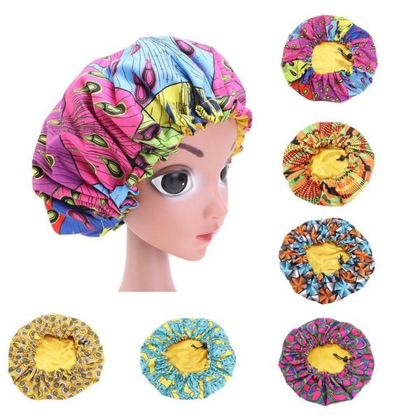 

kids african print satin bonnet night sleep cap turban hat beanie chemo cap g99c