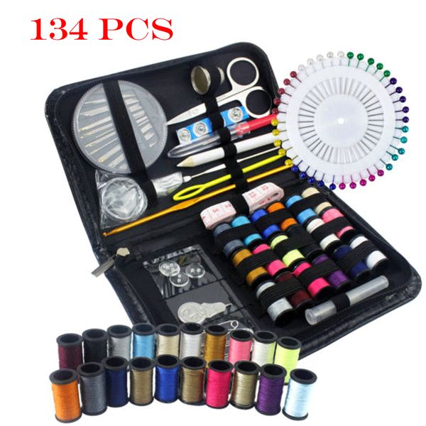 

134pc travel home sewing kit дело игла нить лента scissor кнопка set портативный