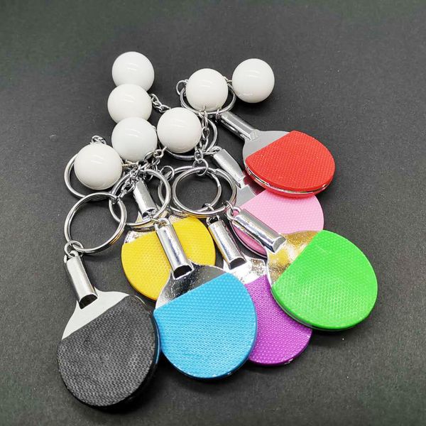 

7 color sport ping pong table tennis ball badminton bowling ball keychain key chain keyring key ring souvenir gift, Silver