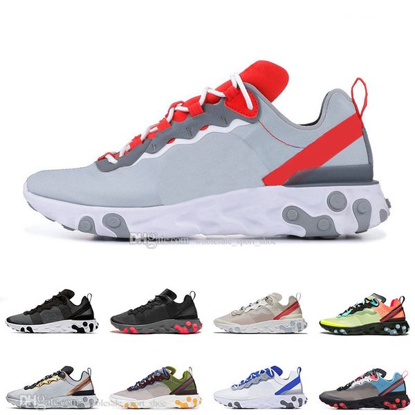 

2019 new arrival react element 87 55 grey royal red sail men women running shoes moss solar red mens trainers sports designer sneakers, White;red