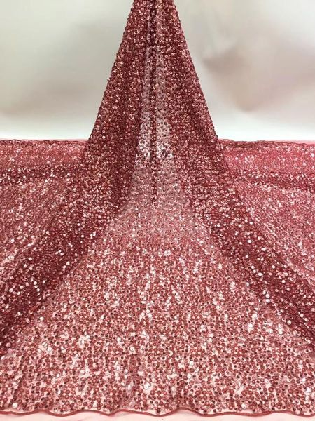 

african lace fabric sequin embroidery 2020 nigerian lace silk cloth french bride fabric t35621, Pink;blue