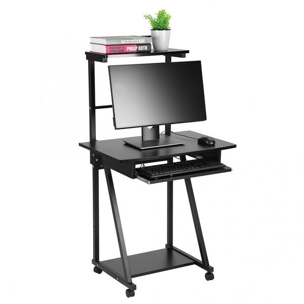 

home office lapdesk double-layers household computer desk laptable mobile rolling wheel stand lapcomputer desk