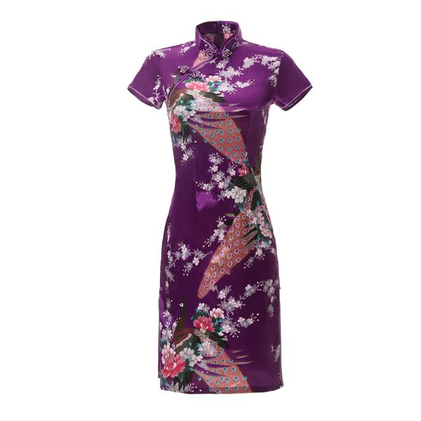 

slim summer ladies short cheongsam large size chinese style dress rayon print floral stage show qipao 3xl 4xl 5xl 6xl, Red