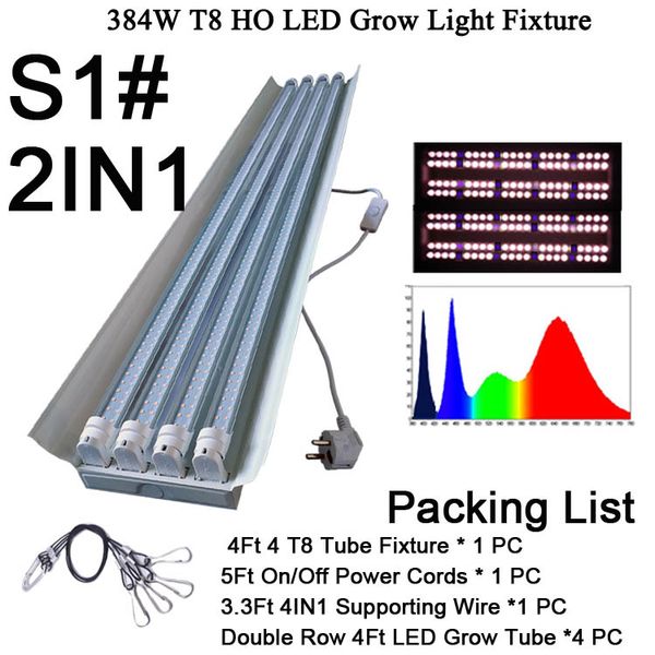 T8 HO Fluorescent LED Grow Light Fixture 4FT 4 Lamp Grow Light Kit