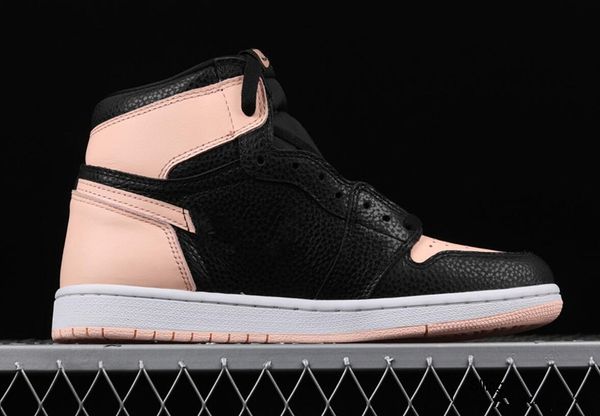 

2020 new arrive fashion jumpman 1 i black powder basketball shoes mens black pink litchi pattern sports sneakers size 36-45