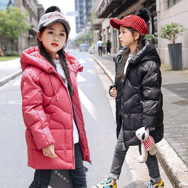 

2019 new winter baby girls duck down jackets parkas 8819 kids snow wear winter loose casual coats with cap, Blue;gray
