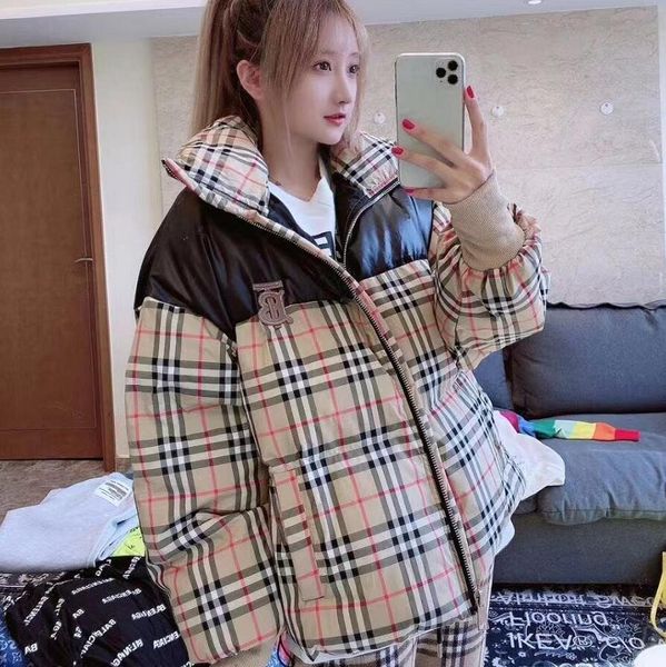 

women's plaid padded cotton jacket fashion trend style ing, Black;brown