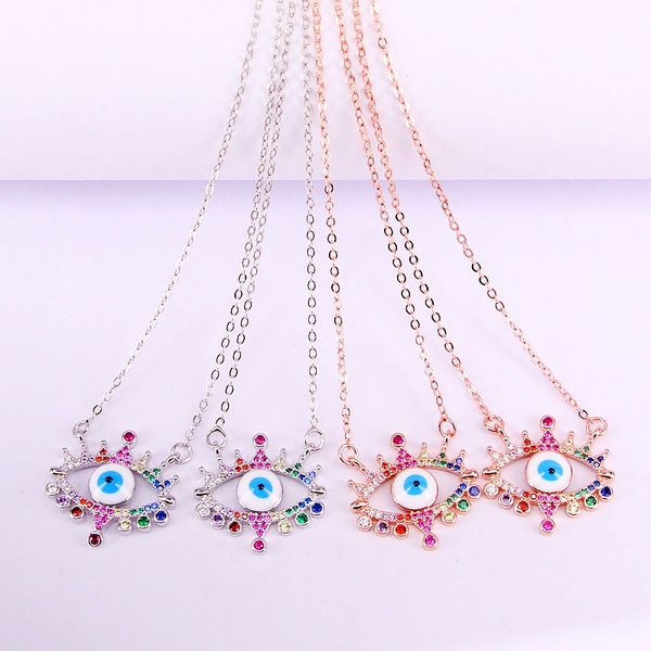 

6pcs, metal filled rainbow cz micro pave eye shell pendant jewelry, colorful zirconia fashion jewelry, Silver