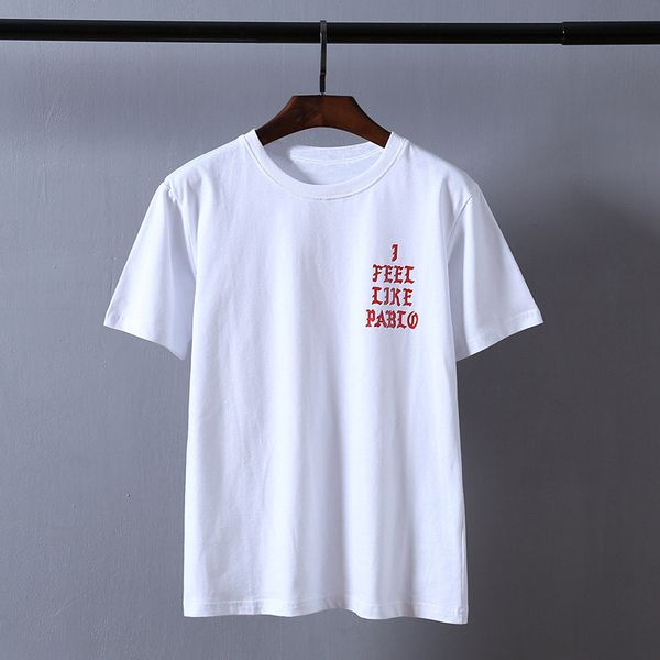 

2019 new kanye west pablo t-shirt men's clothing i feel like print short sleeve spring 3dt shirt hip hop social club singer, White;black