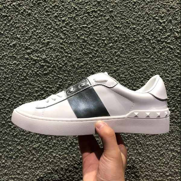 

2019ss new silver white leather open shoes fashions designer women men black splice casual shoes 8 colors low-sneakers flats
