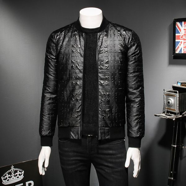 

men's collar down jacket 2019 winter men's new down jacket thickening autumn new cotton clothing clothing, Black