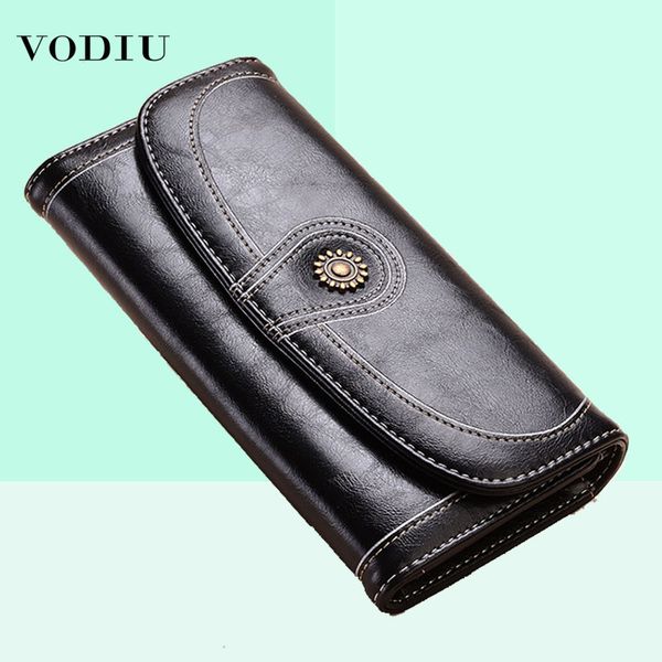 

2018 new vintage button phone purses women purse female wallets leather retro card clutch ladies long zipper woman wallet, Red;black