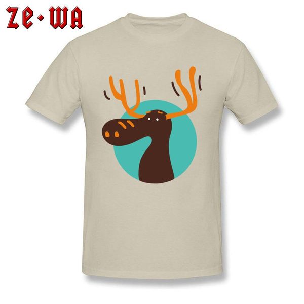

casual t-shirt men beige t shirt cute cartoon deer head print clothes christmas gift tshirt lovely design cotton tees guys, White;black