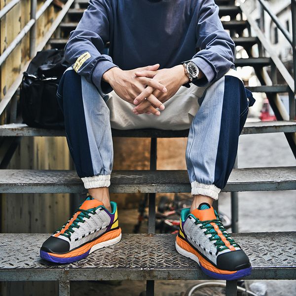 

breathable 2020 new trend spring thick sole hip hop sneakers men shoes casual comfortable male footwear street size 37-44, Black