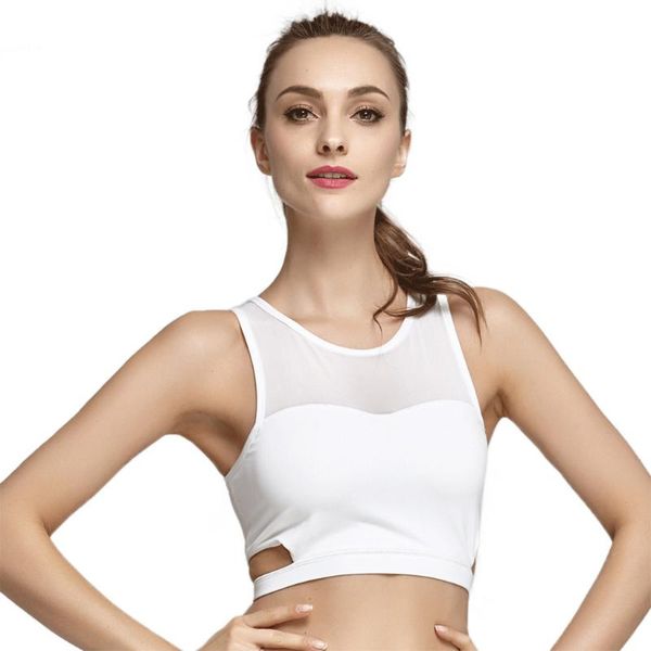 

gym clothing push up sports bra high impact running padded fitness shirt sleeveless yoga deportivo mujer white black
