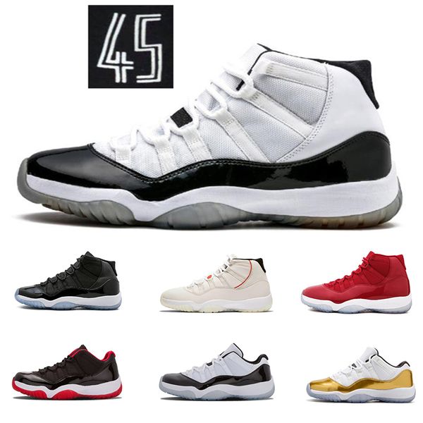 

11 Mens 11s Basketball Shoes Classic Concord High-45 Gym Red Cap and Gown Platinum Tint Sports Sneakers Designer Men Shoe