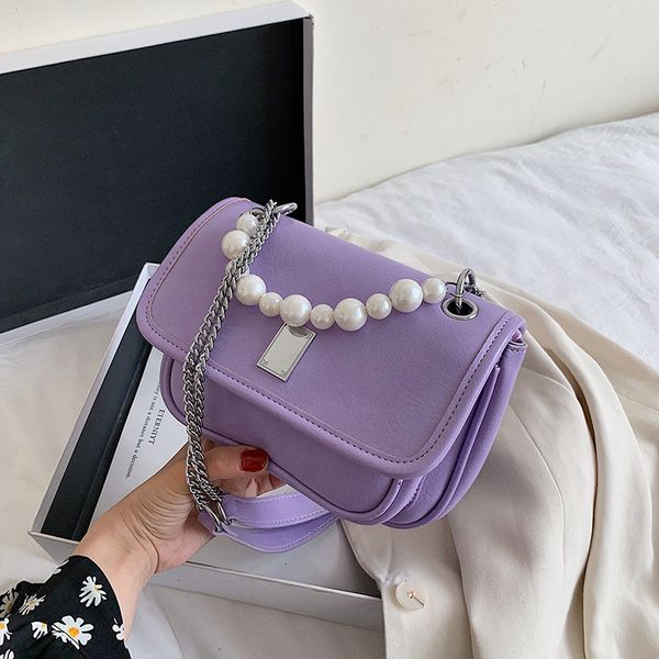 

new summer pearl chain pu leather shoulder bags for women 2020 fashion female handbags women designer flap sac a main femme