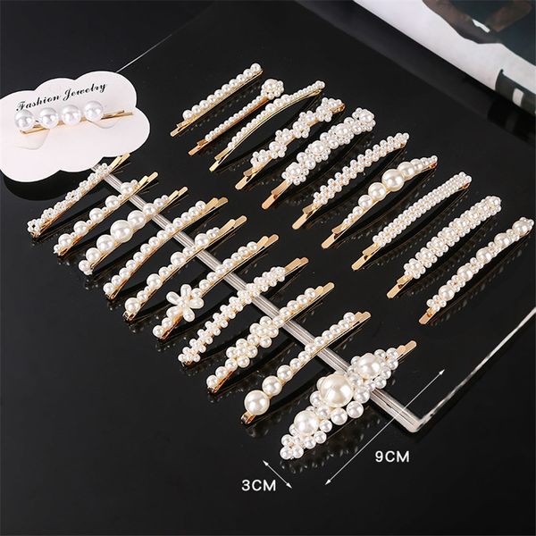 

women hair clips korean style pearl hairpins in mixed types shiny jewelry hairclips barrette girls kids baby hair accessories e3202, Slivery;white