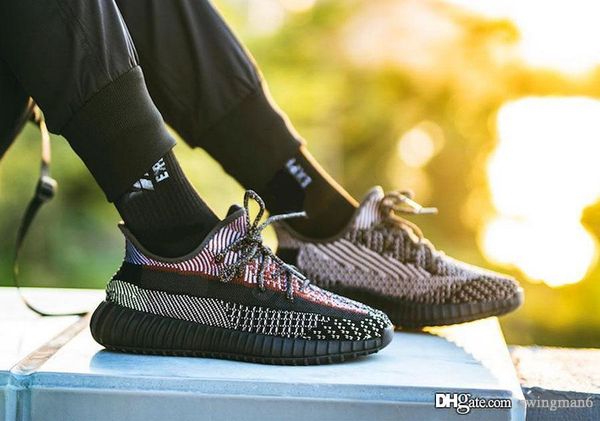 

kanye west 350s v2 yecheil primeknit mens running shoes black reflective mesh breathable authentic sports sneakers fw5190 us 5-12
