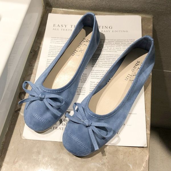 

single shoes female spring models wild round toe shallow mouth bow flat bottom scoop flats fashion peas shoes j14-73, Black