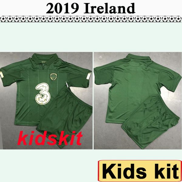 

2019 european cup kids kit soccer jerseys ireland national team collins mcgoldrick home green child football shirts uniforms, Black